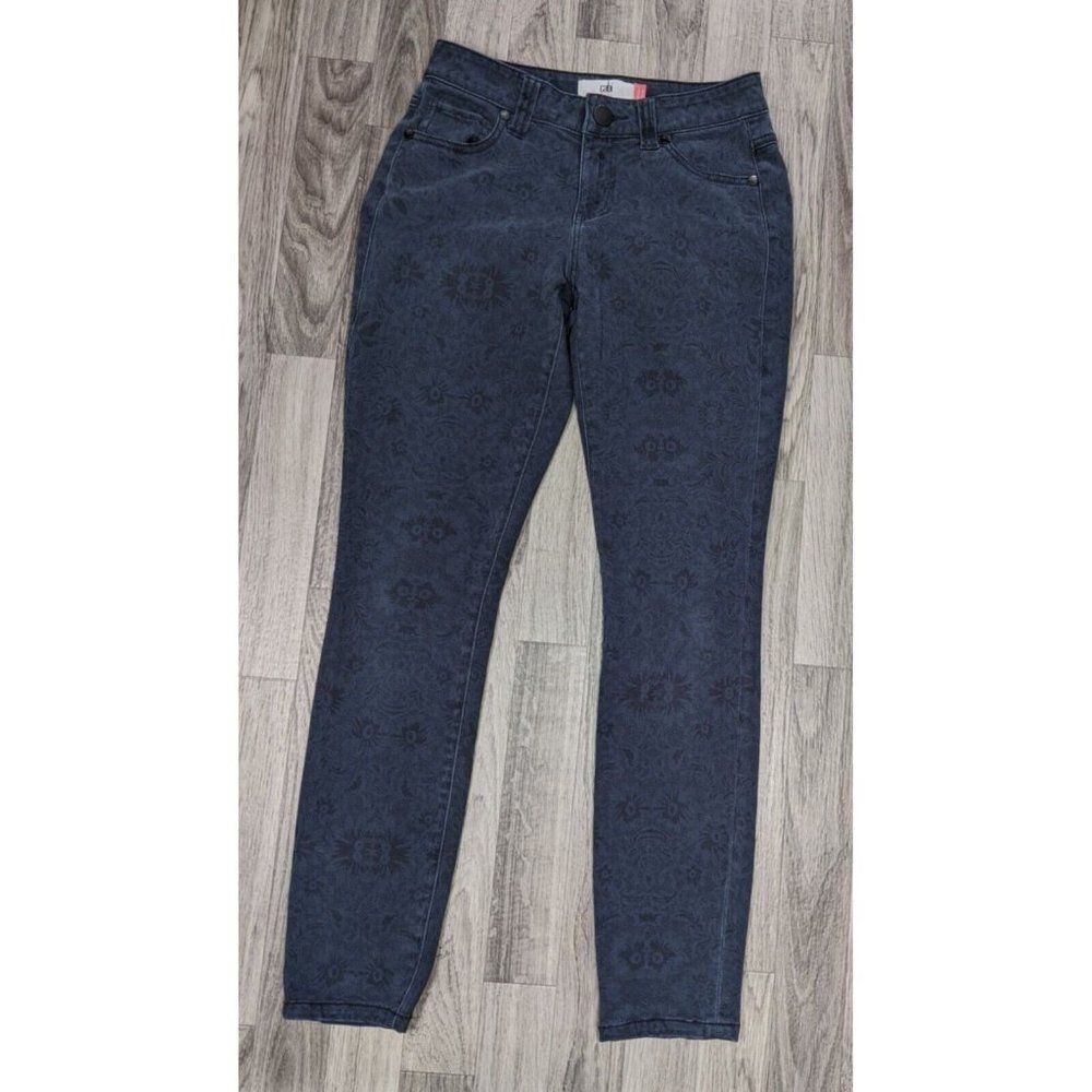 Cabi‎ Womens Size 2 Pockets Curvy Skinny Paisley Denim Blue Jeans